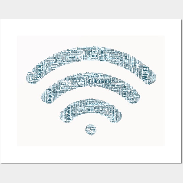 Wi-Fi Signal Symbol Silhouette Shape Text Word Cloud Wall Art by Cubebox